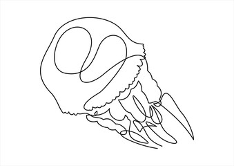 One line jellyfish illustration.background-continuous line drawing
