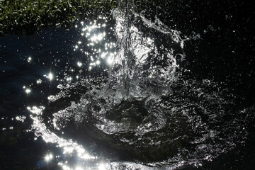 Water splashes on black background. High speed shooting.