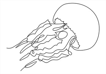 One line jellyfish illustration.background-continuous line drawing
