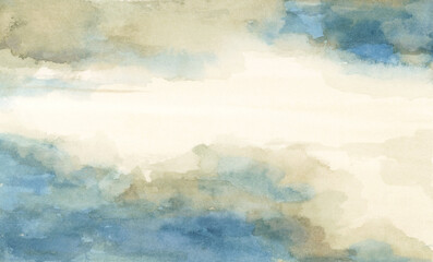 Hand painted Blue abstract texture background, watercolor brush strokes, grungy design.