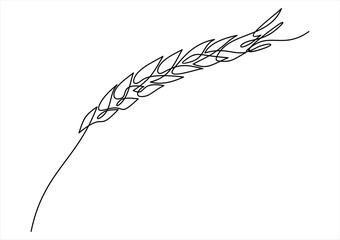 Wheat symbol sign one line icon-Continuous one line drawing