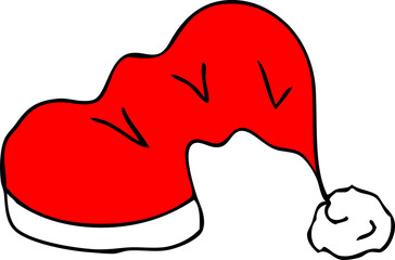 Hand drawn Santa Claus hat doodle illustration.
