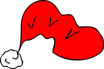 Hand drawn Santa Claus hat doodle illustration.
