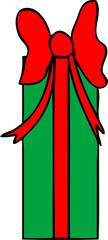 Gift box present with bow doodle illustration.
