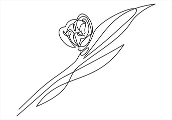 Fototapeta premium Tulip one line drawing. Continuous line flower. 