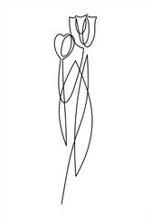 Tulip one line drawing. Continuous line flower. 