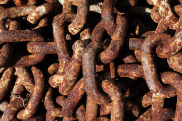 Boat anchor chain - Chain link in steel - Rusty steel
