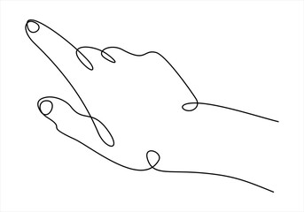continuous line drawing of hand pointing finger 