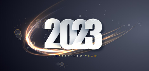 2023 Merry Christmas and Happy New Year Abstract shiny wave design element.