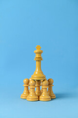 White king on white chess pawns.