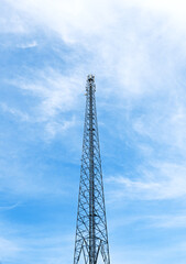 mobile tower on blue sky background