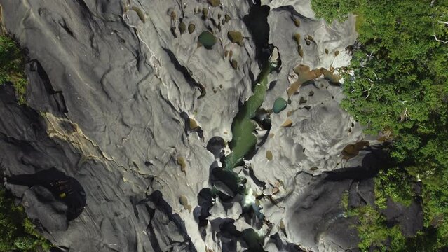 aerial view of Moon Valley or Vale da Lua in Chapada dos Veadeiros - Brazil