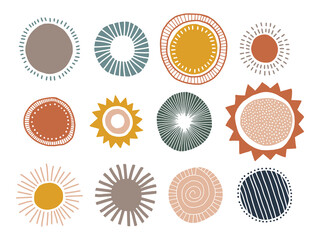 Sun boho illustration moden elements for design