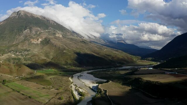 Aerial view of Drino Valley, Albania