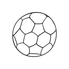 Isolated vector illustration of soccer ball. Cute thin line icon for design, cover etc.