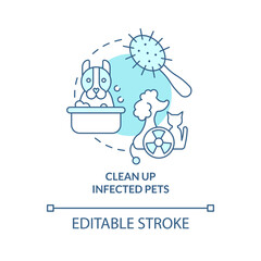 Clean up infected pets turquoise concept icon. Decontaminate after radiation abstract idea thin line illustration. Isolated outline drawing. Editable stroke. Arial, Myriad Pro-Bold fonts used