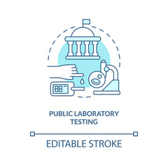 Laboratory testing turquoise concept icon. Diagnostics. Public health preparedness abstract idea thin line illustration. Isolated outline drawing. Editable stroke. Arial, Myriad Pro-Bold fonts used