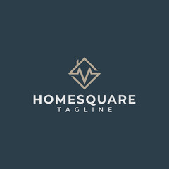 Monogram logo design a combination of the letters SM and a house with a square shape.