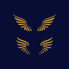 Illustration design of two pairs of yellow wings on a dark background.