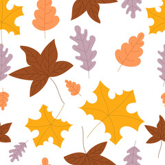 Autumn seamless pattern with leaves and plants. Raster version