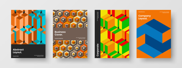 Amazing banner vector design layout composition. Unique geometric hexagons corporate cover illustration collection.
