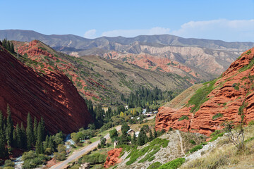Obraz premium Rock formation Seven bulls and a broken heart in Kyrgyzstan