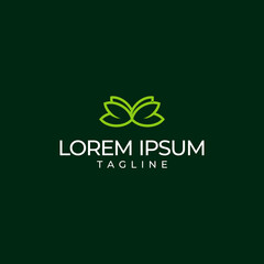 Green combination logo design between leaves and butterflies.