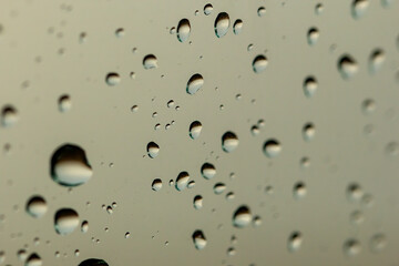 Drops of rain on glass