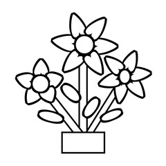 Coloring page flowers in the pot illustration