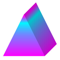 The gradient pink and blue neon triangular prism on the transparent background