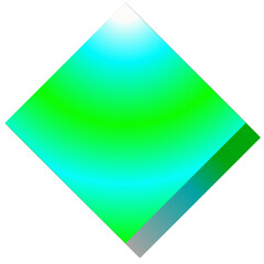 The gradient blue neon and green diamond shape on the transparent background