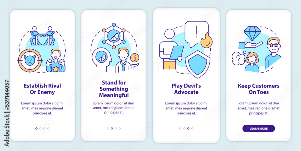 Aufkleber attract more consumers onboarding mobile app screen. client retention walkthrough 4 steps editable g