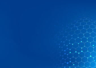 ネットワーク　青い　背景　六角形