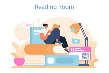 Librarian concept. Library staff cataloging and sorting books