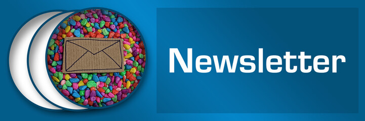 Newsletter Envelope Colorful Stones Circles Blue Horizontal Text 