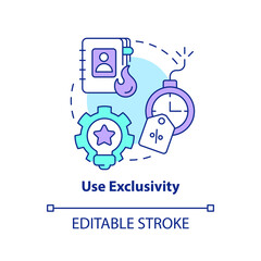 Use exclusivity concept icon. Special propositions. Impact consumer behaviour abstract idea thin line illustration. Isolated outline drawing. Editable stroke. Arial, Myriad Pro-Bold fonts used