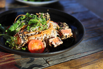 Soba and salmon  salad