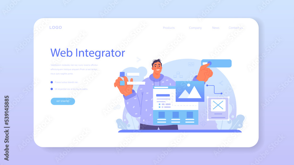 Poster web integration web banner or landing page. website layout converting