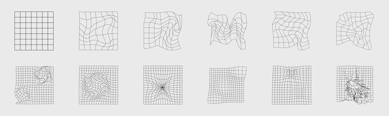 Collection of Y2K elements. Large set of retro objects for design. Frames inspired brutalism.