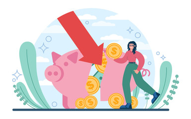 Economic crisis concept. Economical activity or output recession