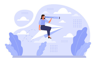 Future concept. Character searching for future opportunities