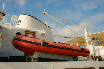 lifeboat on a passenger ship on the Adriatic coast, Mediterranean