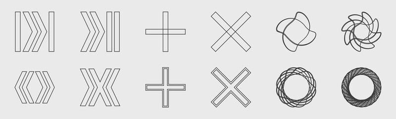 Retrofuturistic y2k geometry design elements collection. Minimalist geometric elements. ornaments for decoration.