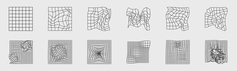 Retrofuturistic y2k geometry design elements collection. Trendy geometric design elements. Simple shapes forms.