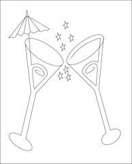 funny cocktail coloring page for kids