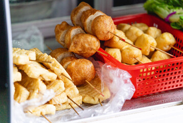 plenty of fried gluten and tofu strings 