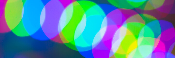 Abstract blurred panoramic background photo, colorful lights