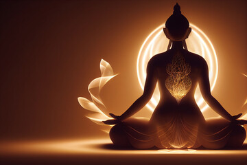 yogini or goddess meditating 3d illustraion - obrazy, fototapety, plakaty