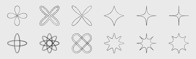 Retro futuristic elements for design. Trendy geometric design elements. Abstract bauhaus and boho cosmic style.