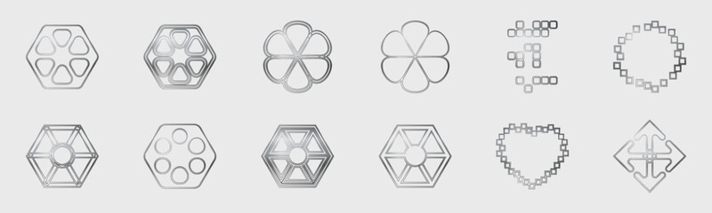 Vector set of Y2K. Minimalist geometric elements. Simple shapes forms.